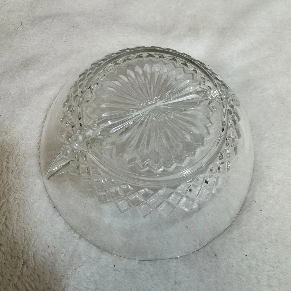 Vintage Clear Glass Divided‎ Relish Dish Scalloped Edge Serving Bowl